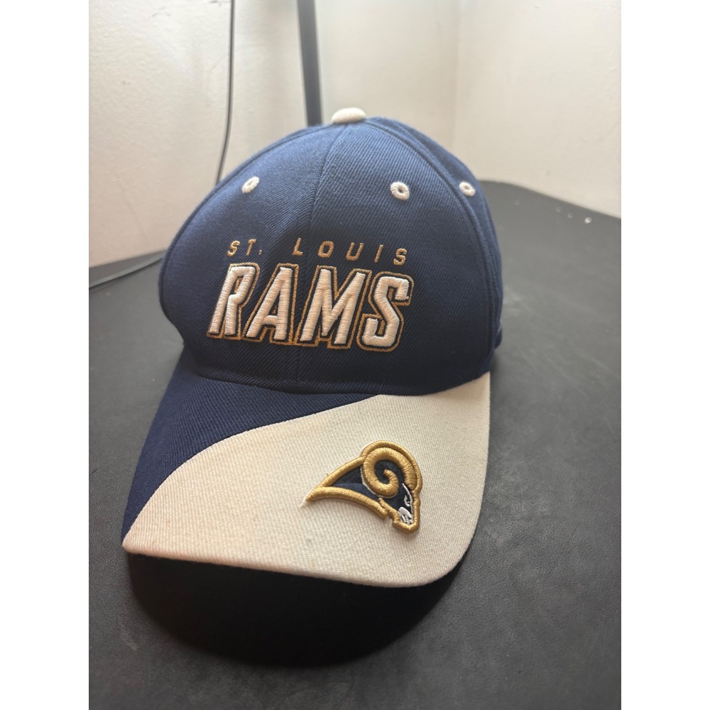 Reebok St. Louis Rams NFL Adjustable Hat Navy Blue White Embroidered Cap